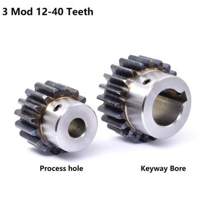 3 Mod Spur Gear 12T-40T Keyway Bore Pinion Gear with Step Motor Gears 45# Steel