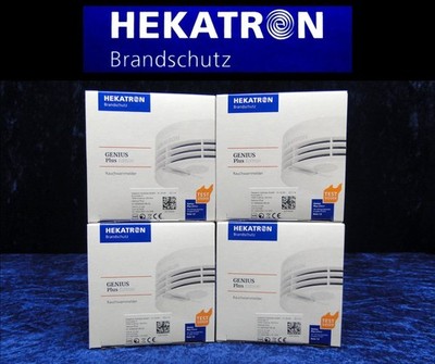 4x HEKATRON GENIUS Plus Edition Rauchmelder NEU m. 10-Jahres Batterie & Klebepad