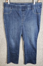 Chicos Pull On Bootcut Jeans Womens Sz 3 US Sz 16 Blue Medium Wash Back Pockets