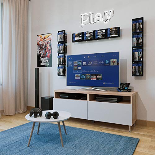 Black Floating Shelves for Wall, 34 Inch Video Games CD DVD Storage Shelves, - Picture 5 of 6