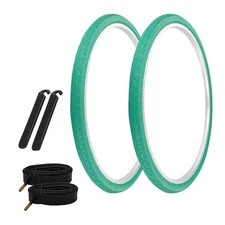 PRO+ TIRES 700 x 40 Green P-1134 W/TUBES & TIRE LEVERS 48mm Schrader Valve