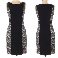 Cynthia Rowley Black Lace Sheath Little Black Dress LBD 6 Womens Sleeveless Mini