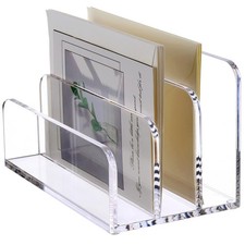 Clear Acrylic 3Slot Mail Organizer Desk File Document Letter Sorter Holder