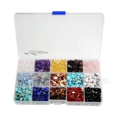AD Beads Natural Chips Nuggets 5-10mm Freeform Tumbled Small, Mix Box Set 