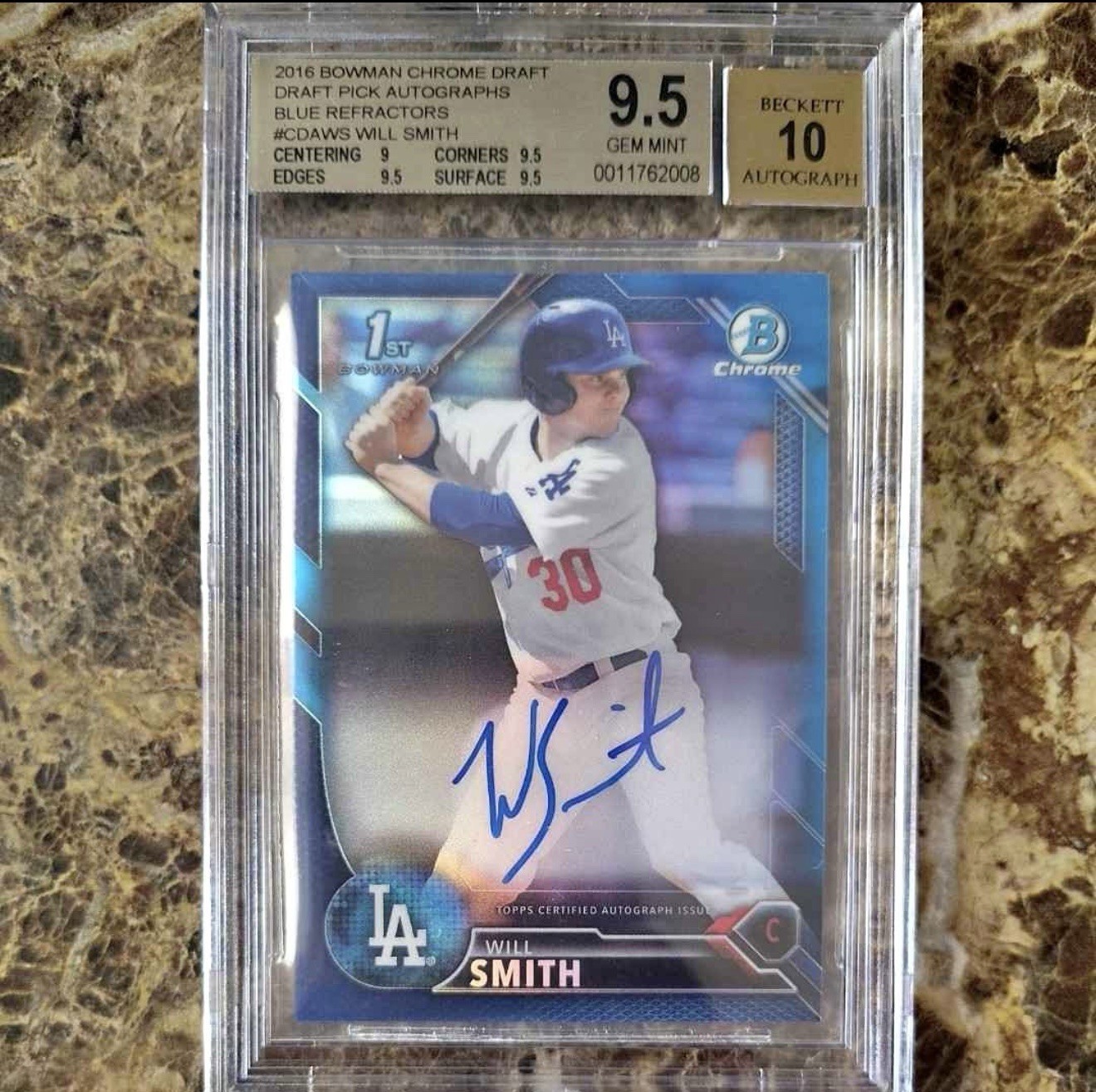 2016 Bowman Draft Chrome RC Will Smith rookie Blue Refractor/150 BGS 9.5 Auto 10