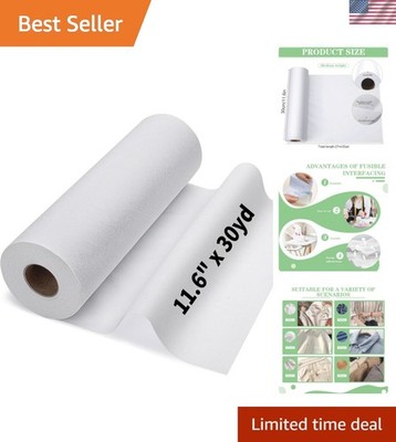 Medium Weight Interfacing Fabric for Sewing: White 11.6'' x 30yd Iron On Non-W...