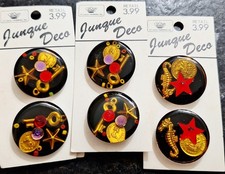 Vintage 1980s Statement Buttons Lot Bold Retro Novelty Shank Set Large Dome