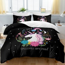 Unicorn Duvet Cover Set,Cute Unicorn Bedding Comforter Cover Set