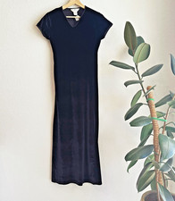 VTG Y2K Express Tricot Maxi Velvet Dress SZ 1/2 Stretch Black Grunge Whimsygoth