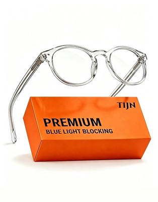 TIJN Blue Light Blocking Glasses,Vintage Round 48-22-145 mm, 02. Transparent