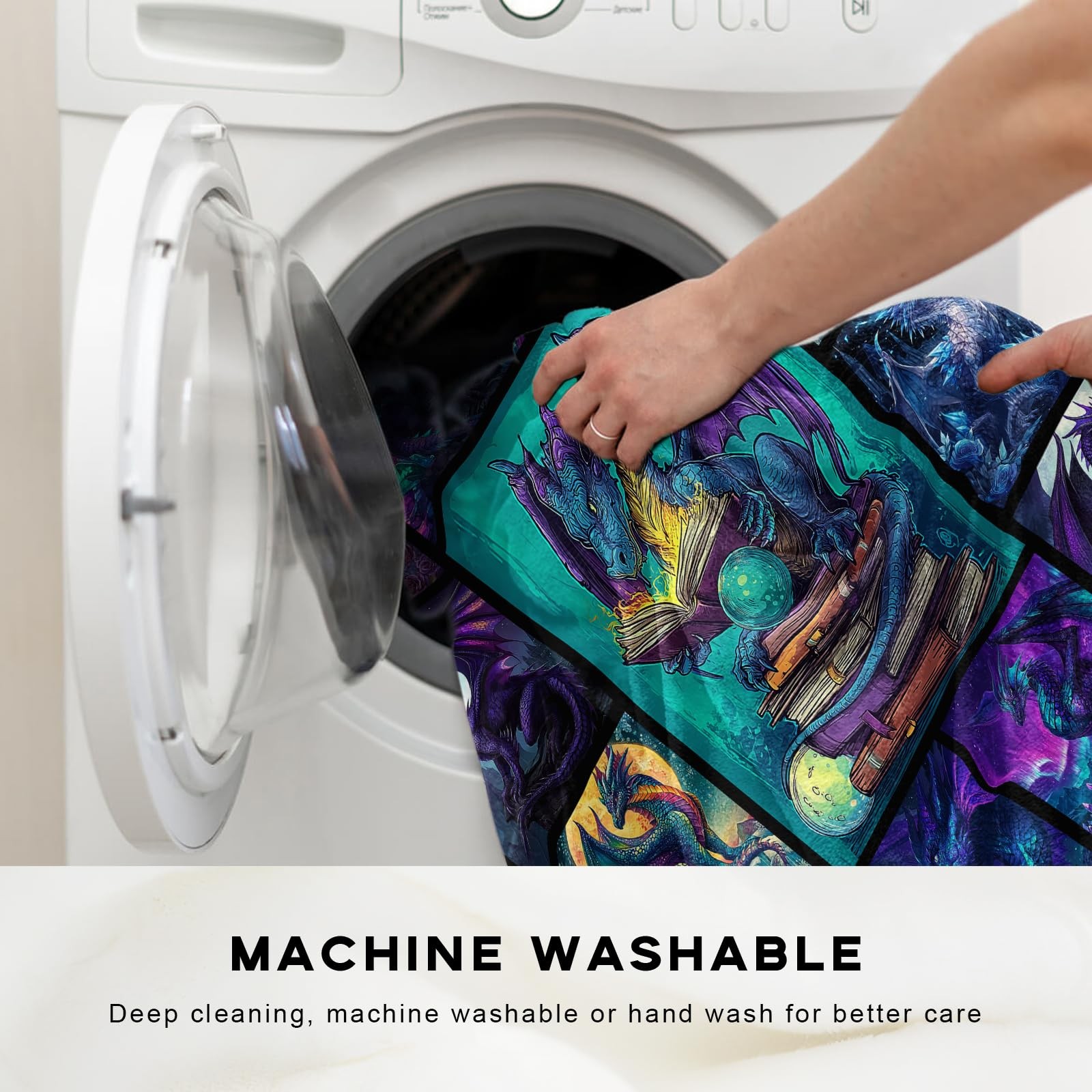 Dragon Blanket Gifts for Boys Girls Adults, Dragon Reading Book Bookshelf Thr...