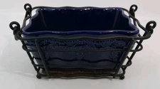 Temp-tations by Tara Cobalt Blue Country Lace Ovenware Loaf Pan And Carrier 6 X4