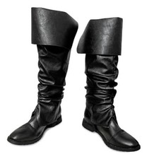 Pirate Boot Covers Medieval Renaissance Costume for Mens Womens - Ren L Black