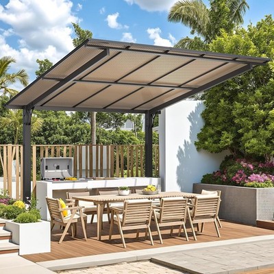 Freistehende Hartdach-Pergola 3x3m Sonnenschutz für Terrasse und Decks