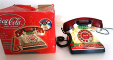 Vintage Coca-Cola TELEPHONE Lighted Stained Glass Style in Original Box PHONE