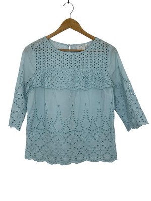 HD in Paris Anthropologie Womens Eyelet Blouse 3/4 Sleeve Light Blue