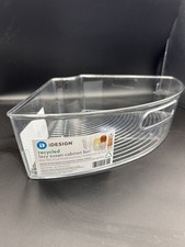 iDesign Lazy Susan 1/4 Wedge Organizer Bin with Handle for Corner Clear