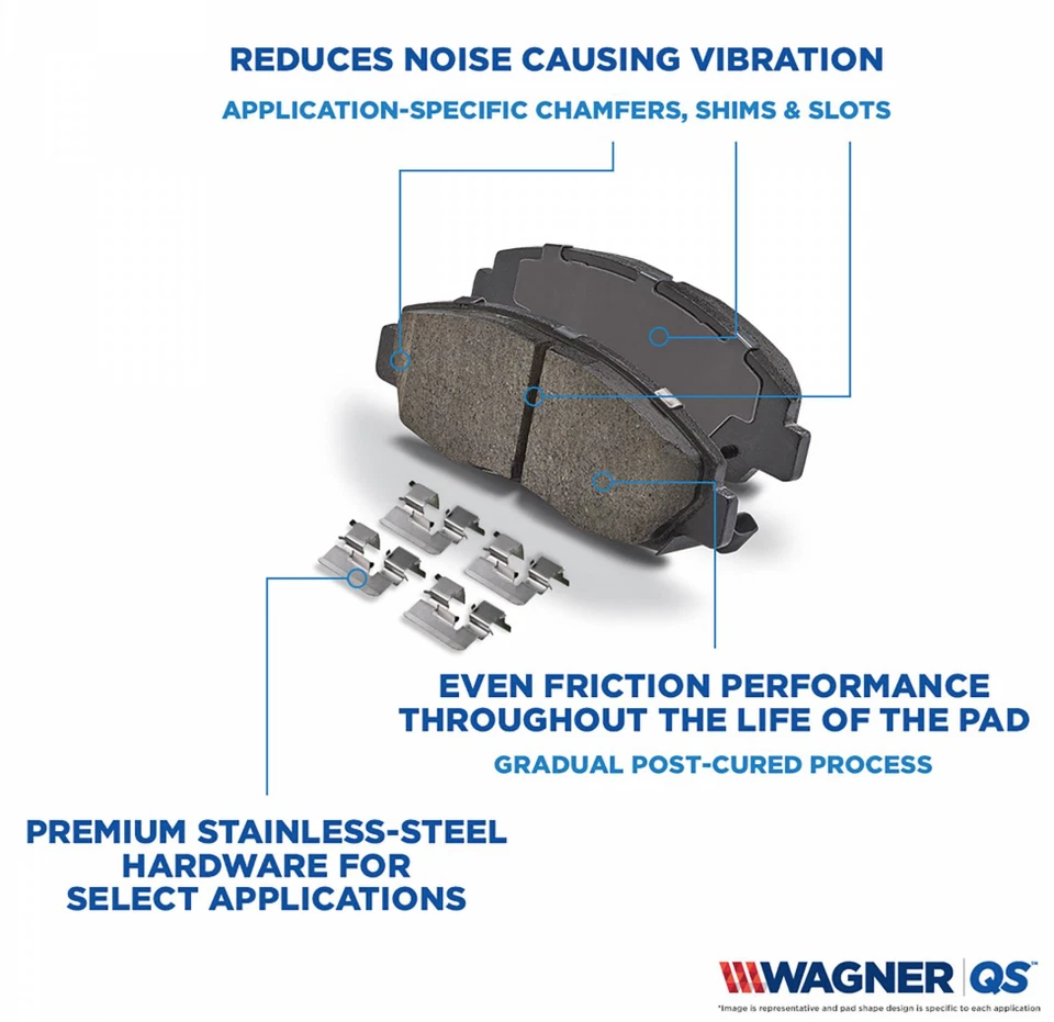 WAGNER ZD2087 quickstop brake pad hardware included ceramic fits OEM ford f-150 - Image 4 of 4