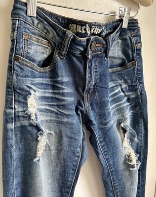 Women s Medium Wash Distressed Denim Mid Rise Skinny Jeans Size 3