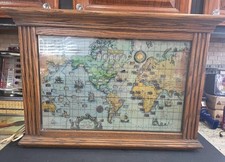 Vtg 1959 Howard Miller World Time Zone Lighted Oak Wall Clock 612