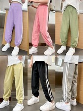 Kids Girls Boys Jogger Pants Elastic Waist Casual Sports Trousers Summer