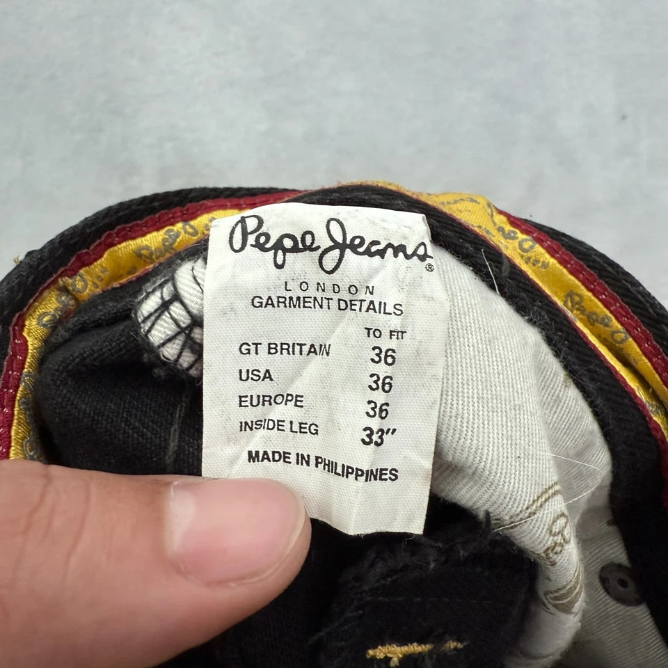 Vintage Pepe Jeans Mens 36x33 Black Baggy Y2K Hip Hop Relaxed Wide Leg - Image 2 of 4