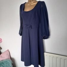 Ladies Pepperberry Dress Size 16 C-RC. Navy With Sheer Sleeves.