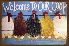 Funny Chicken Tin Metal Signs Home D cor 8x12 Chicken Coop, Welcome to Our Coop,