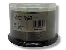 50pcs VERBATIM 16X Blank DVD-R 4.7GB DataLifePlus White Inkjet Hub Printable