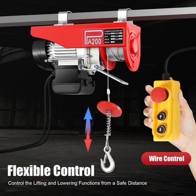 440LBS Electric Hoist Winch Engine Crane with Remote Control 110V