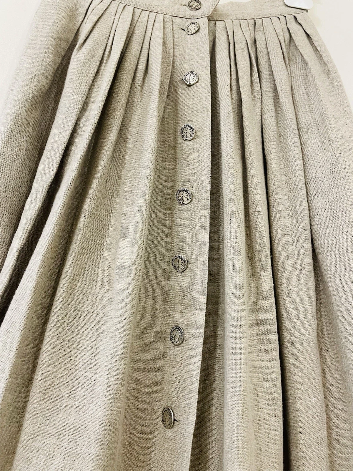 Steinbock Tyrol Long Linen Flared Skirt size 38 Made in Austria