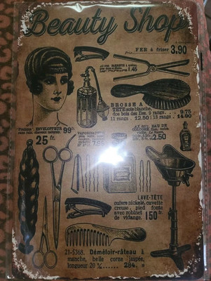 Beauty Shop Aluminum Vintage Price Lists & Service Menu 8×12 Salon/Barber DECOR