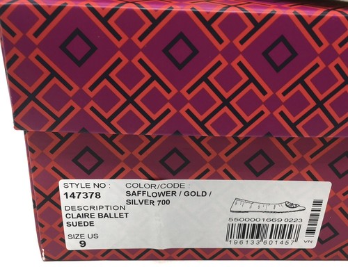 Tory Burch Claire Ballet Planos Cártamo Amarillo Plata Logotipo Talla 9 Nuevo en Caja - Imagen 12 de 12