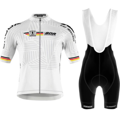 GERMAN Mens Cycling team Short Sleeve Jersey Bib Short Suit Cycling Strap Shorts