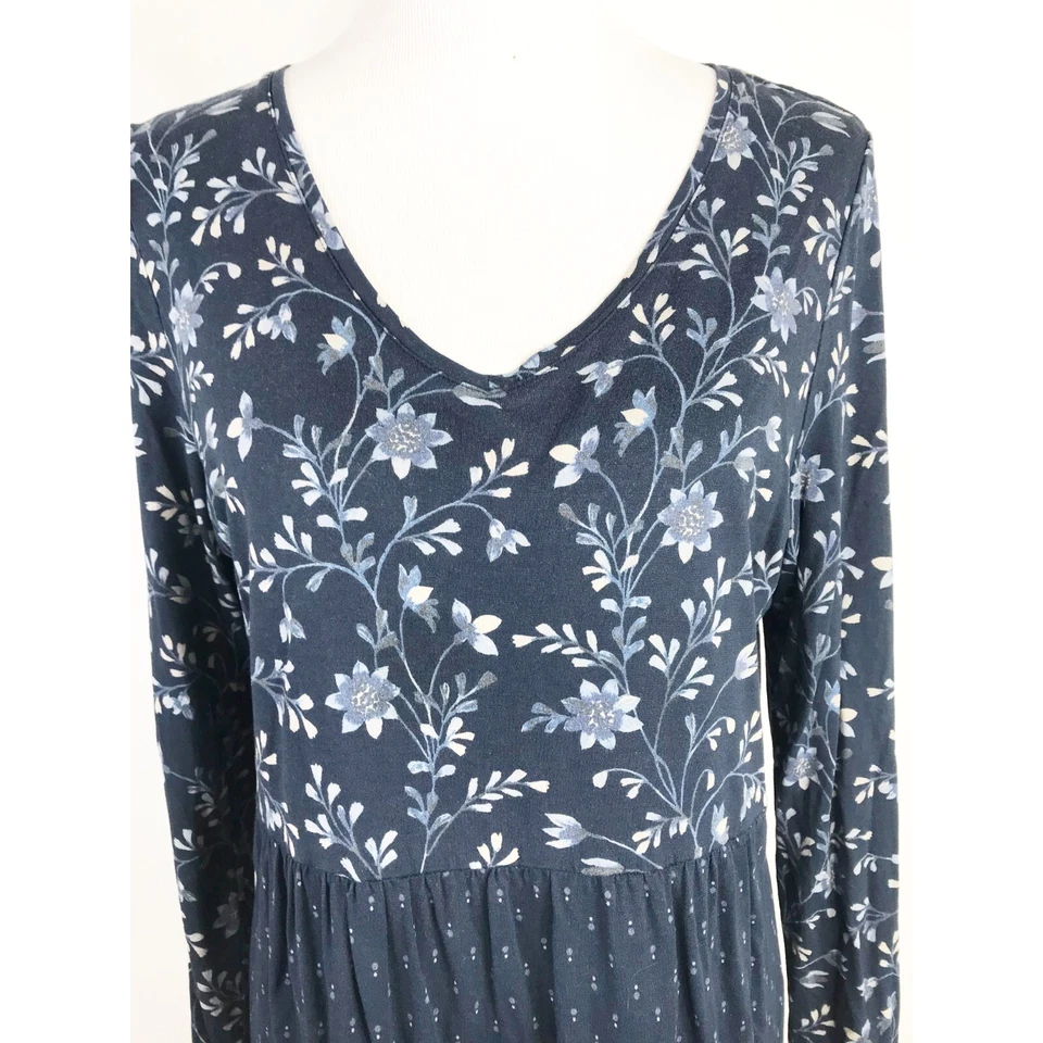 Top túnica Jill para mujer azul medio floral a lunares bloques de colores cottagecore Foto 3 de 4