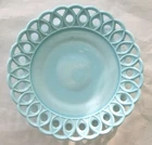 EAPG Challinor Taylor #100; Loopy / Scroll & Eye Blue Milk Glass Plate 8.25"1890