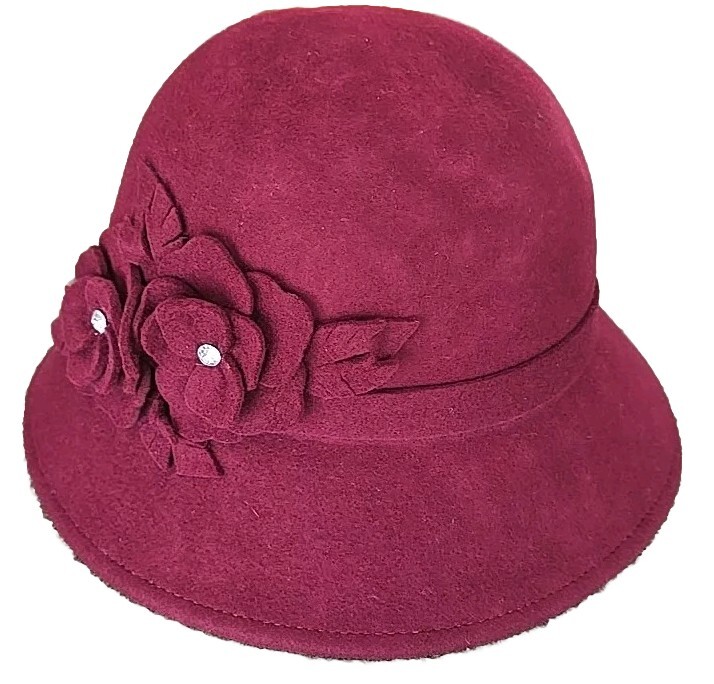 ADORA Bucket Hat ~ Burgundy ~ AD116C ~ Wool ~ One Size  display picture 2