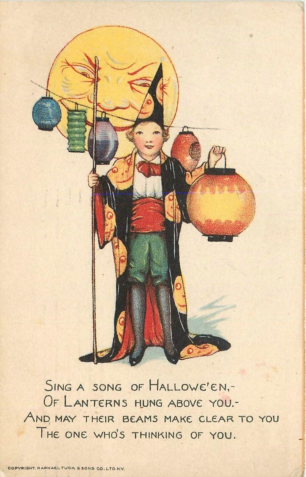 Postcard 1919 Halloween Schmucker lantern song Tuck #100  TP24-3760