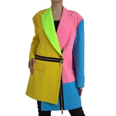 DOLCE & GABBANA Jacket Multicolor Patchwork Peak Lapel Coat IT40 / US6 / S $3830