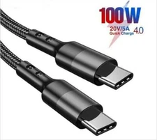 USB C To USB C Fast Charger PD 100W Dual Type C Charging Data Sync USB Cable ~