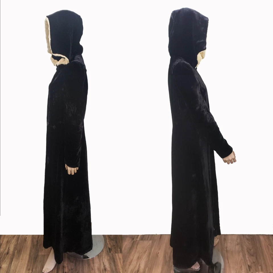 Antiguo abrigo de ópera de terciopelo de la década de 1930 con capucha y ribete de piel formal talla S I MAGNIN & CO Deco Foto 3 de 4