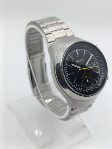 Seiko Helmet Black 6139 7100 Original Preserved Working Automatic Chronograph - Picture 6 of 18