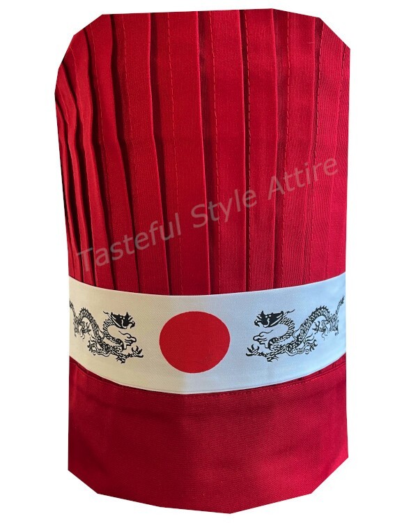Grill Chef Headwear Hibachi Chef Hat – Red Teppanyaki Chef Hat