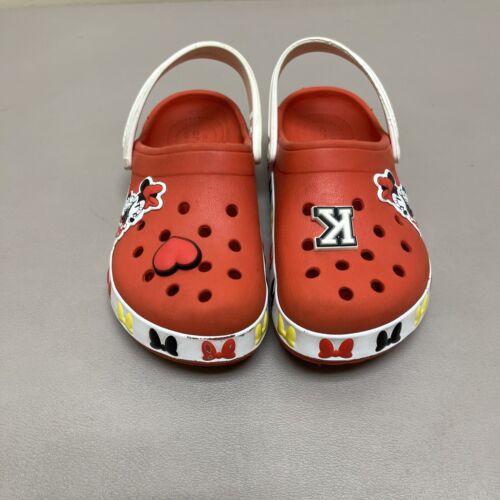 Crocs Disney Minnie Mouse Clogs Girls Size C13 Red Sandals Slip On Shoes Charms - Picture 3 of 13