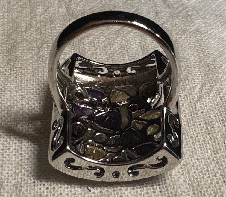 Sterling Silver  statement ring Peridot , amethys… - image 8