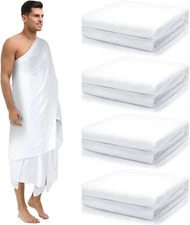 4 Pcs Ahram Ihram Ehram for Hajj and Umrah Islamic Clothing for Men Umrah White