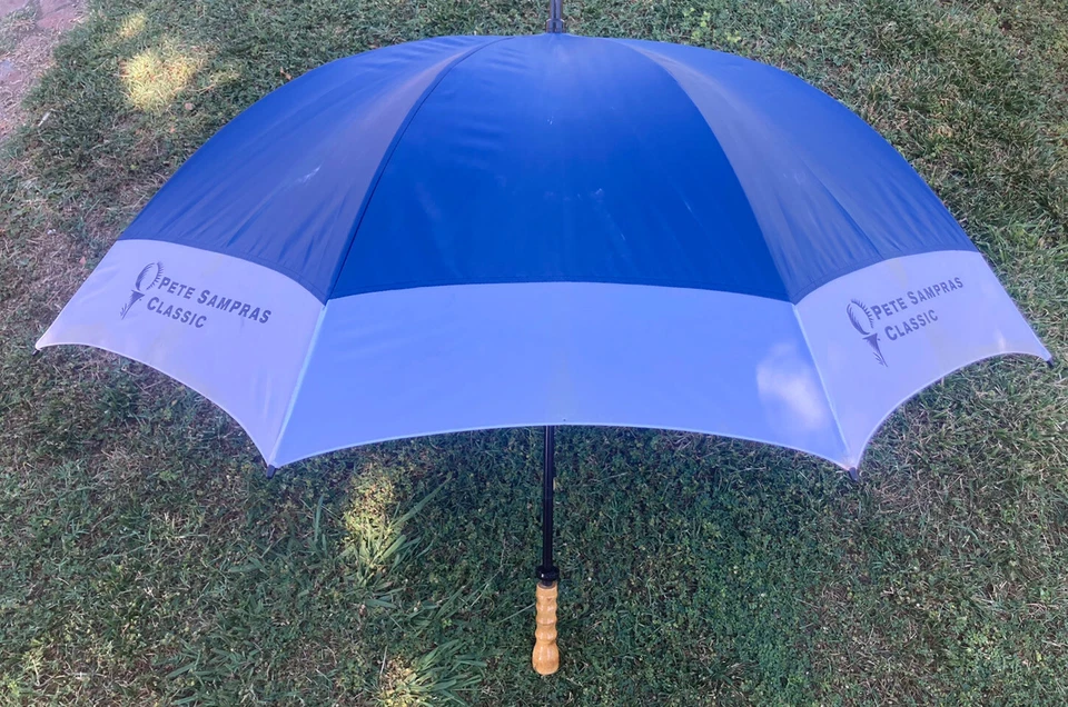 RARO De colección Pete Sampras Clásico Golf Tournanent Pop-Up Paraguas Deportes Tenis Foto 2 de 4