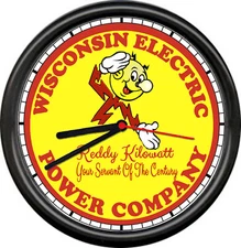 Reddy Kilowatt Electrician Utility Lineman Electrical Wisconsin Sign Wall Clock