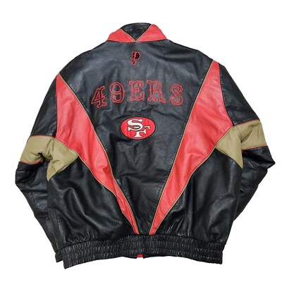 VTG San Francisco 49ers NFL Leather Bomber Jacket Men's XL Pro