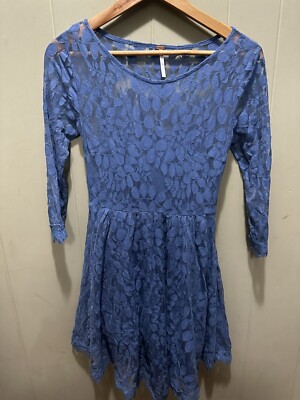 Free People Women Floral Mesh Lace Dress Size 0 Cocktail Party 3/4 Sleeve  EUC | eBay